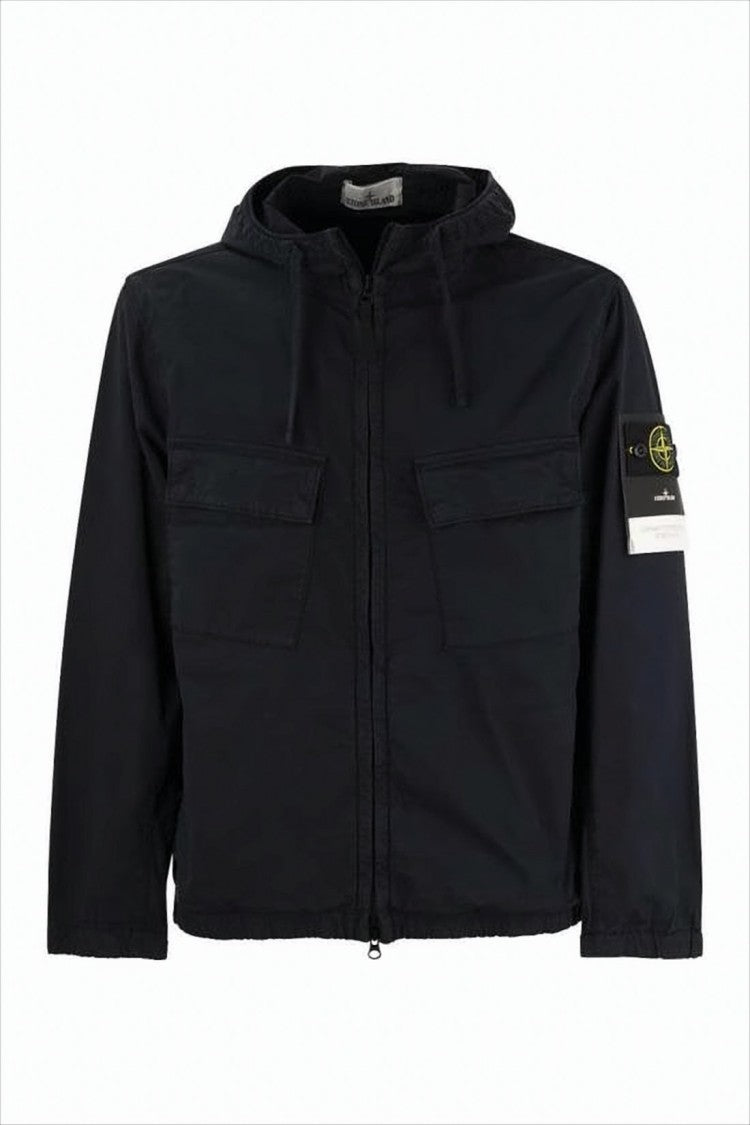 Black Leather Jacket with Distinctive Logo Patch