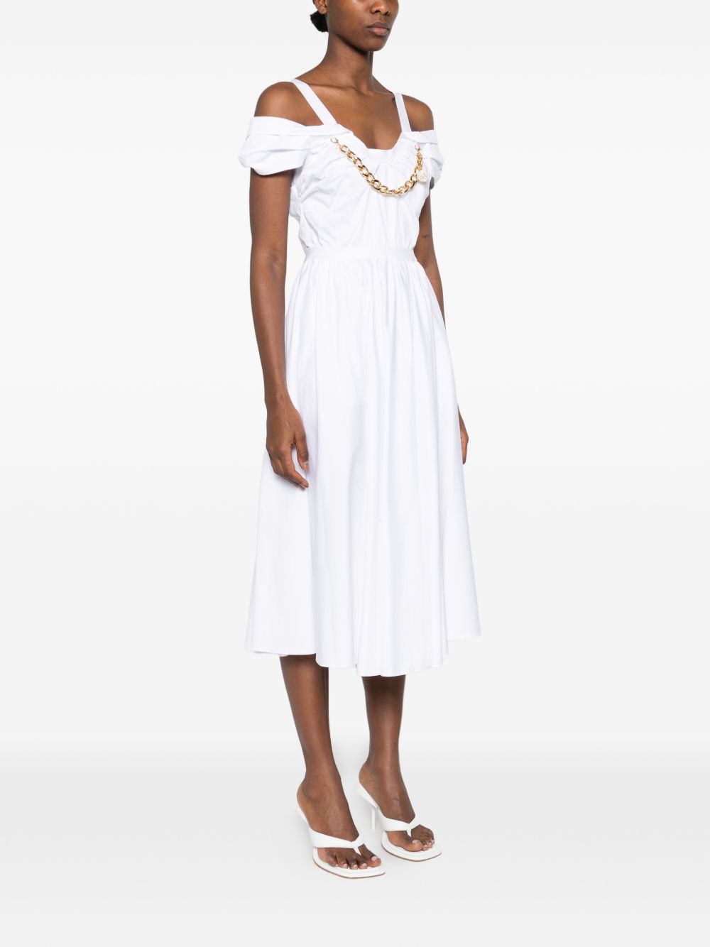 Off-Shoulder Midi Dress with Flared Skirt