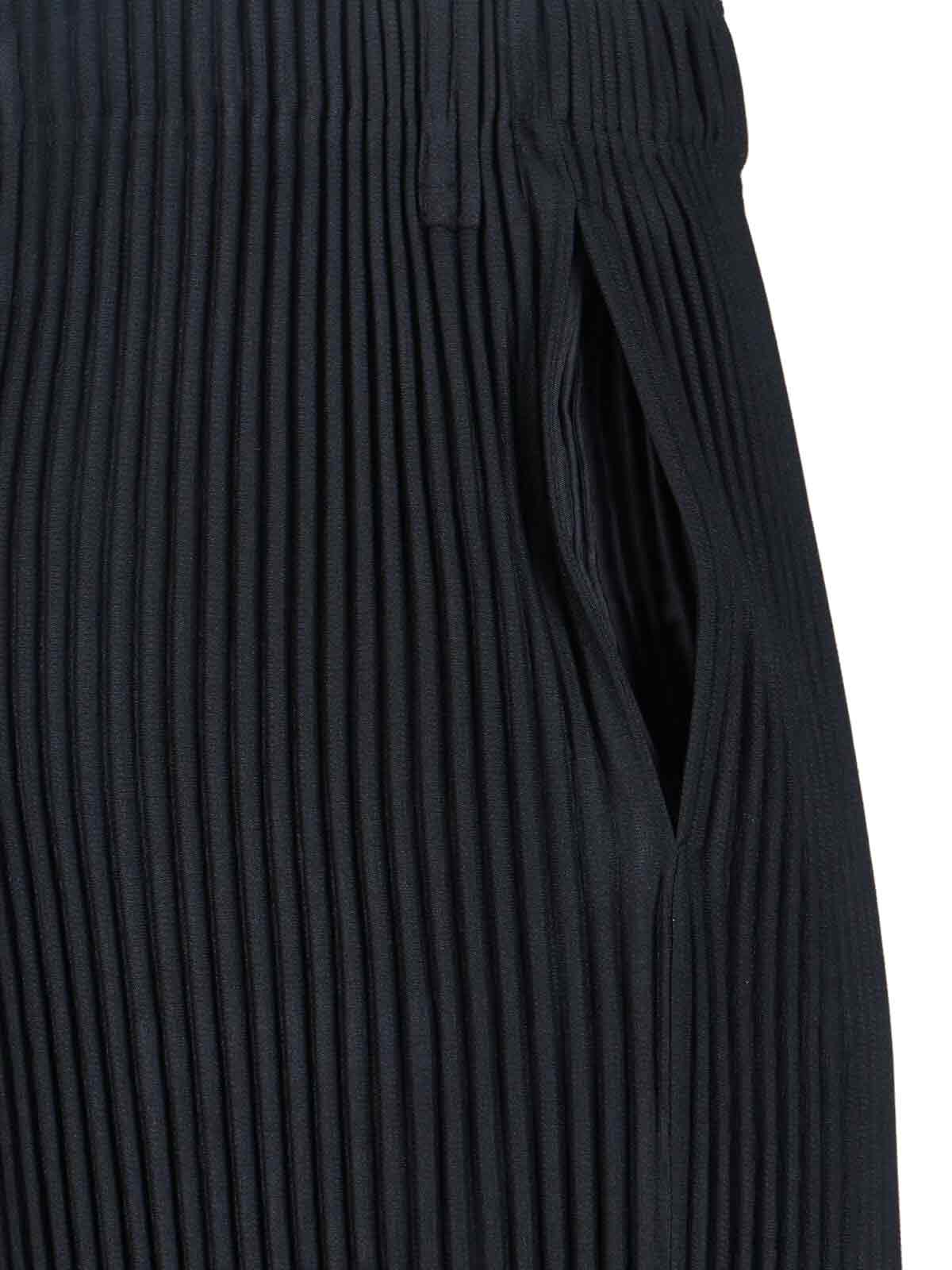 Pleated Black Trousers with Elastic Waistband