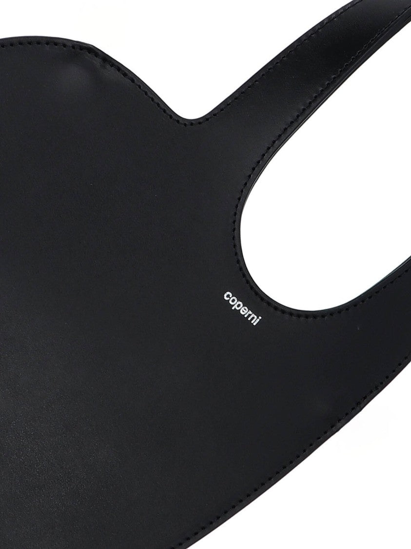 Heart-Shaped Black Calf Leather Tote Bag
