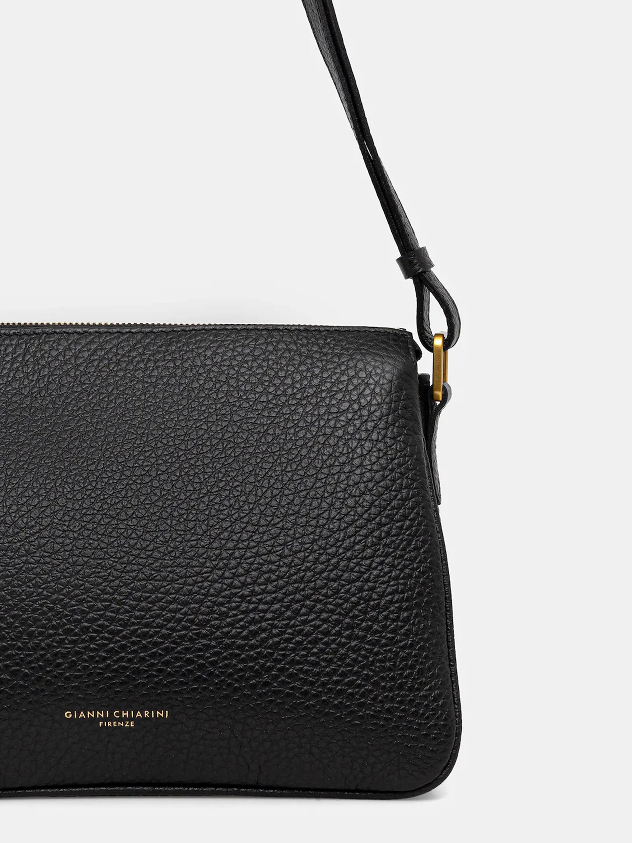 Brooke Rectangular Black Textured Leather Bag