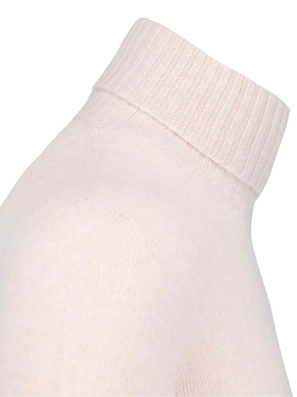 Turtleneck Sweater In Cream Cashmere Ribbed Trim