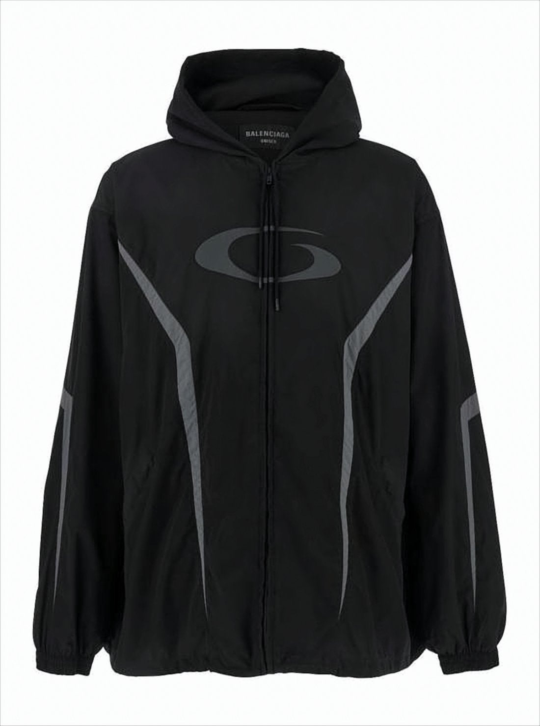 Hooded Black Jacket with Reflective Accents