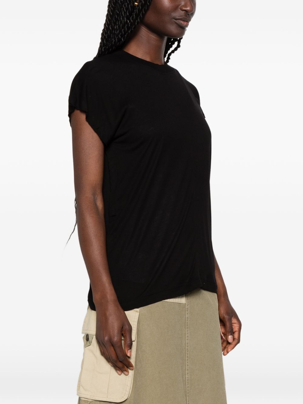 Black Slub Texture Relaxed Cap Top