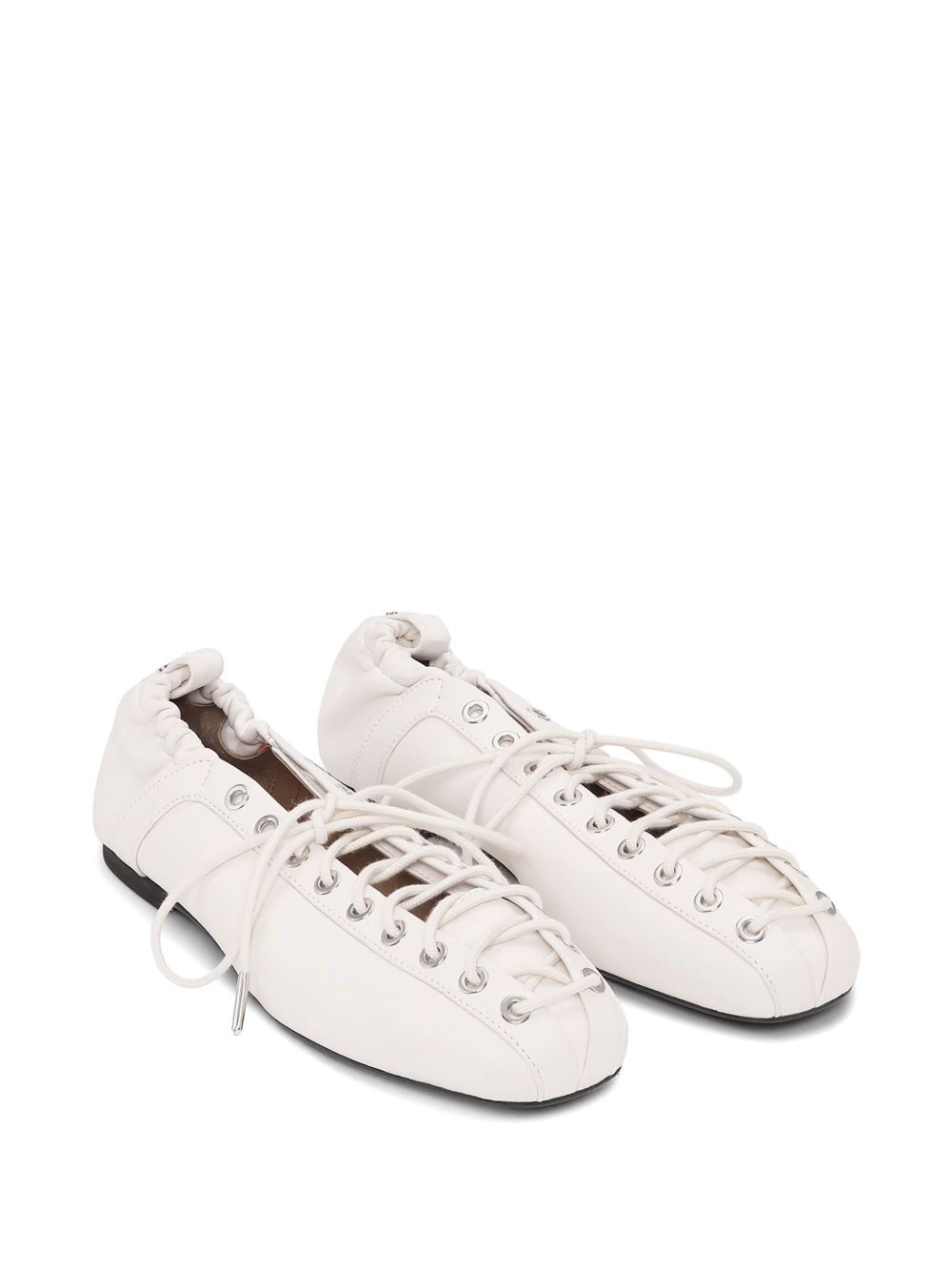 Lace-Up Ballerinas With Rounded Square Toe