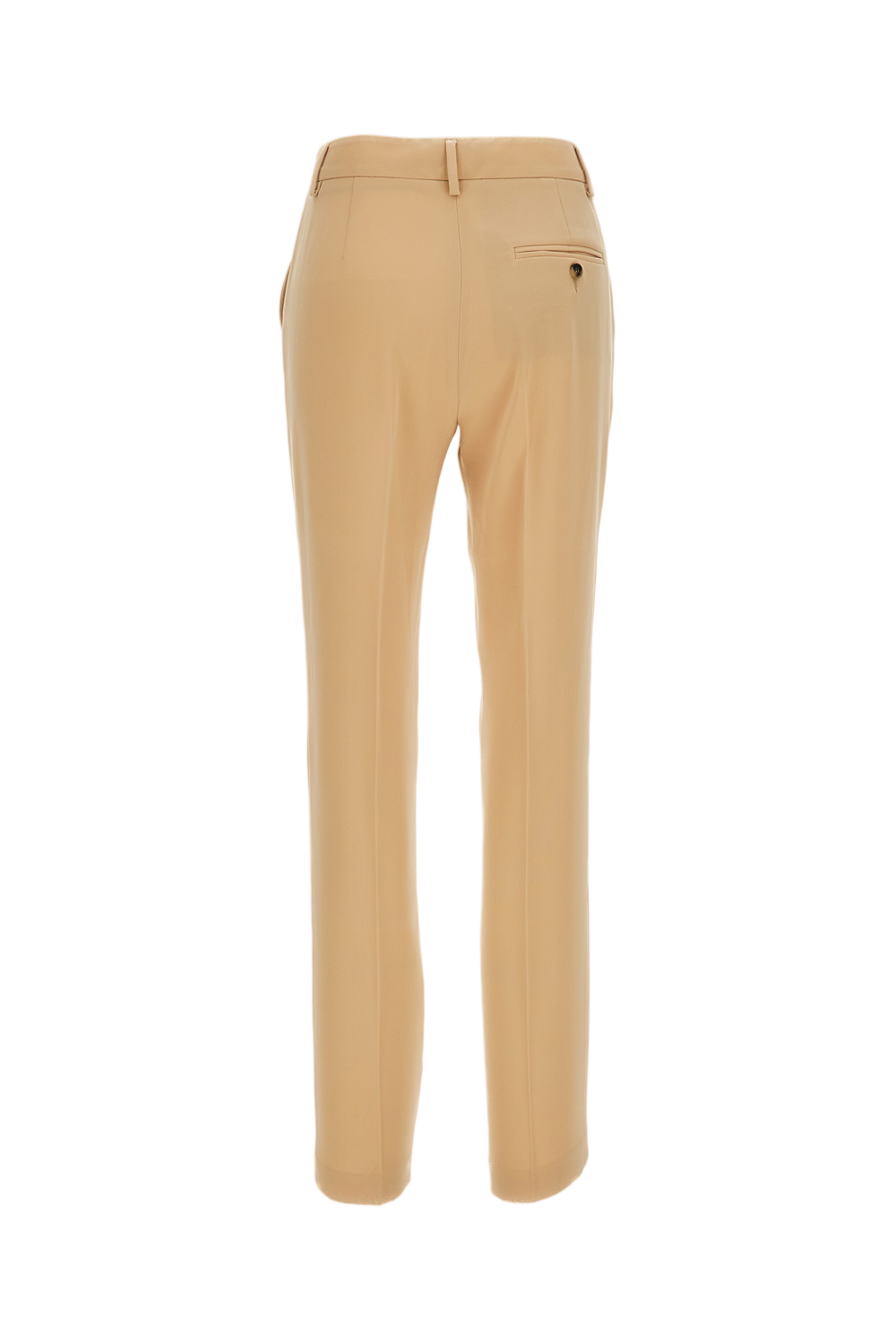Beige Straight-Leg Fluid Fabric Ankle-Length Trousers
