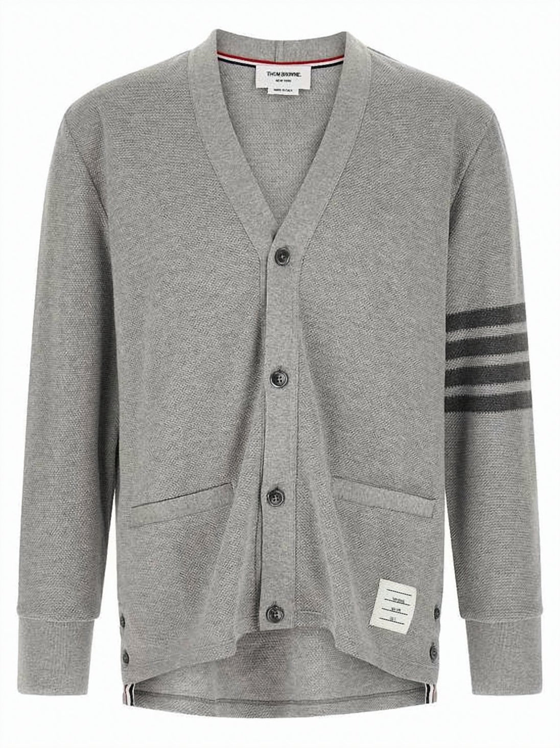 Textured Knit Cardigan with Striped Accents