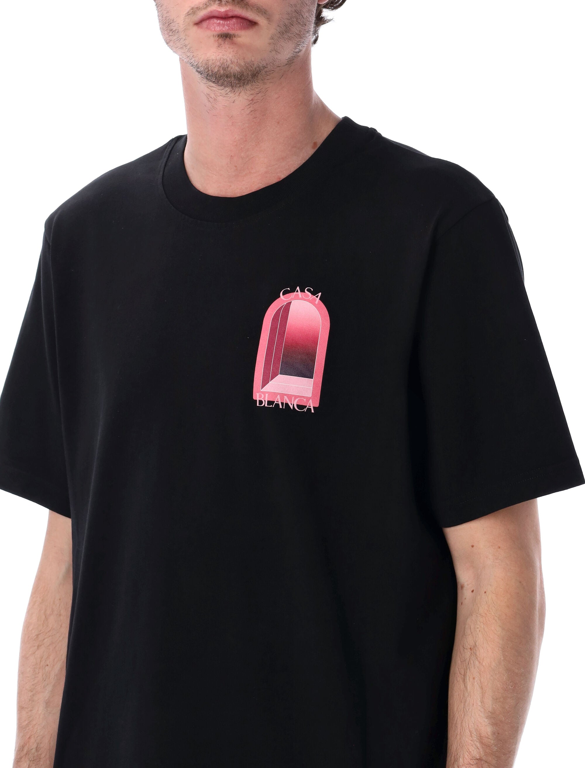 L’Arche Printed Pink T-Shirt In Black