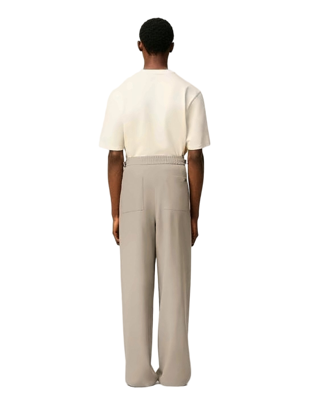 Straight-Leg Tailored Pants with Elastic Waistband