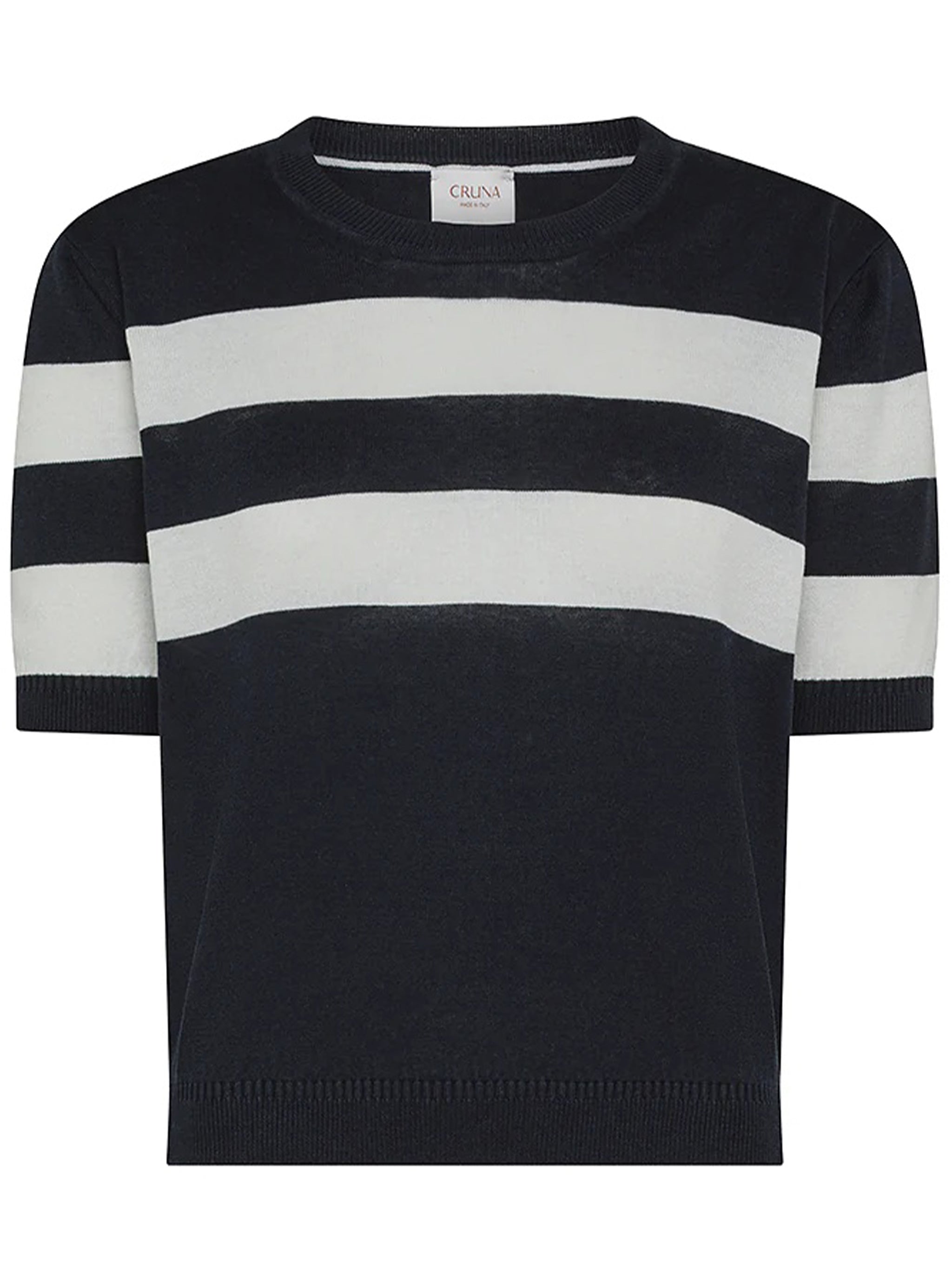 Cropped Black/White Horizontal Stripe T-Shirt