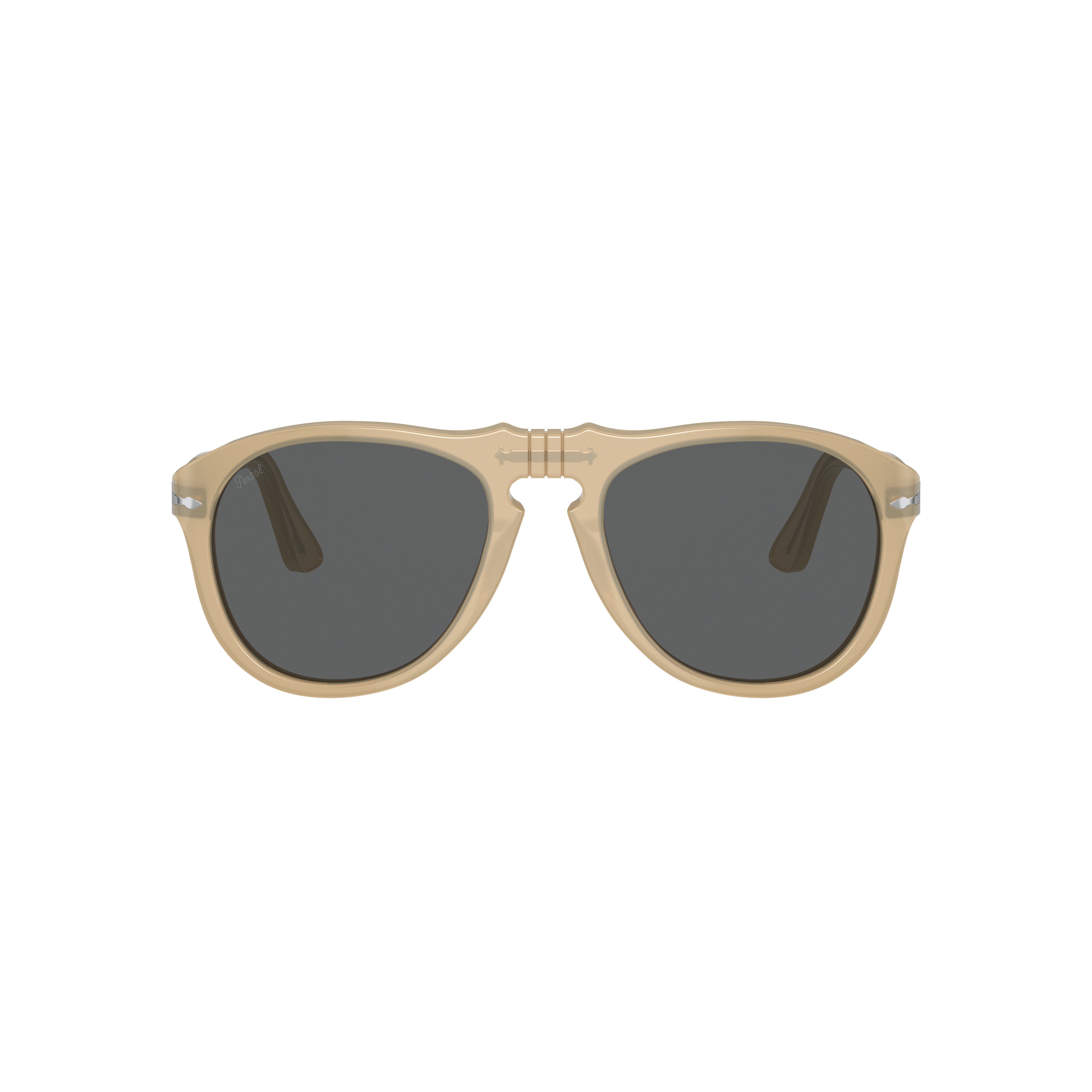 0po0649 Translucent Beige Aviator Sunglasses with Double Bridge