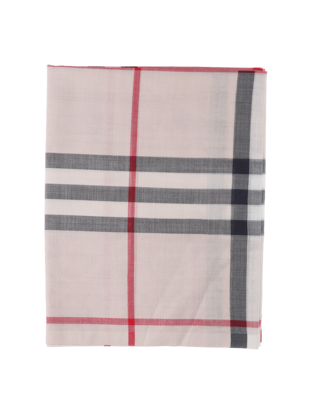 Grey Check Silk-Wool Fringed Scarf