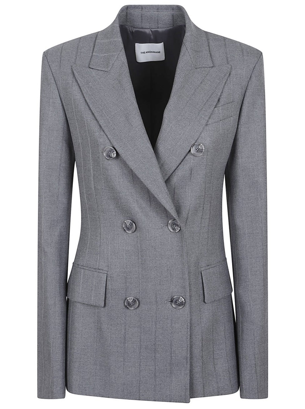 Double-Breasted Grey Blazer With Peak Lapels