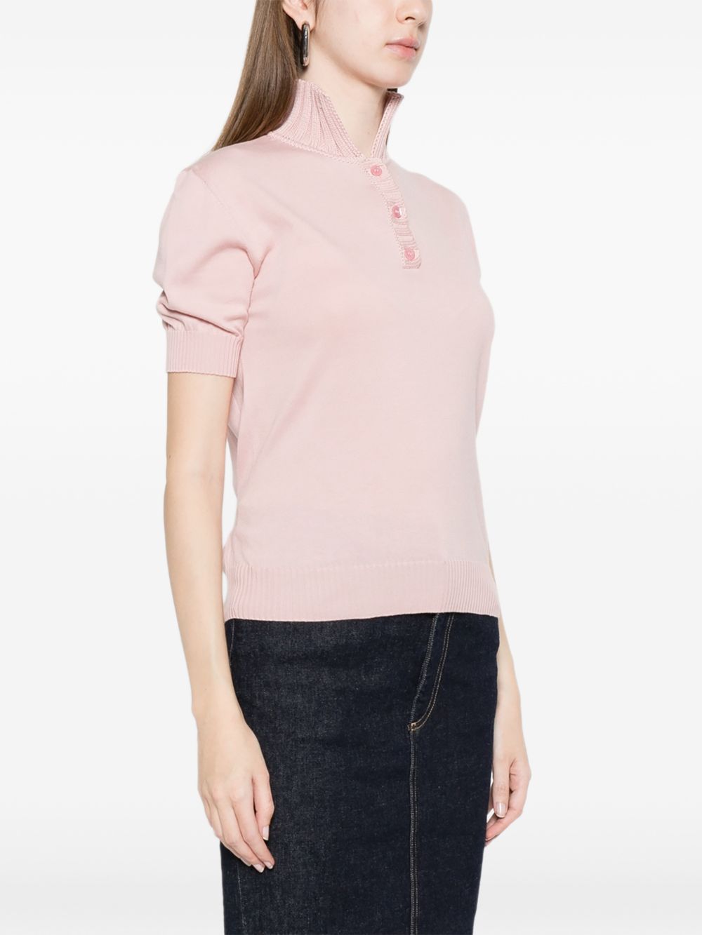 Light Pink Ribbed Tie Knit Top