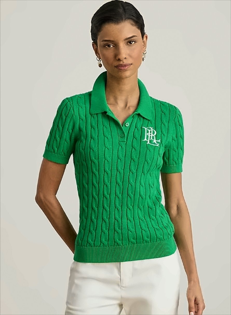 Cable-Knit Cotton Polo Shirt