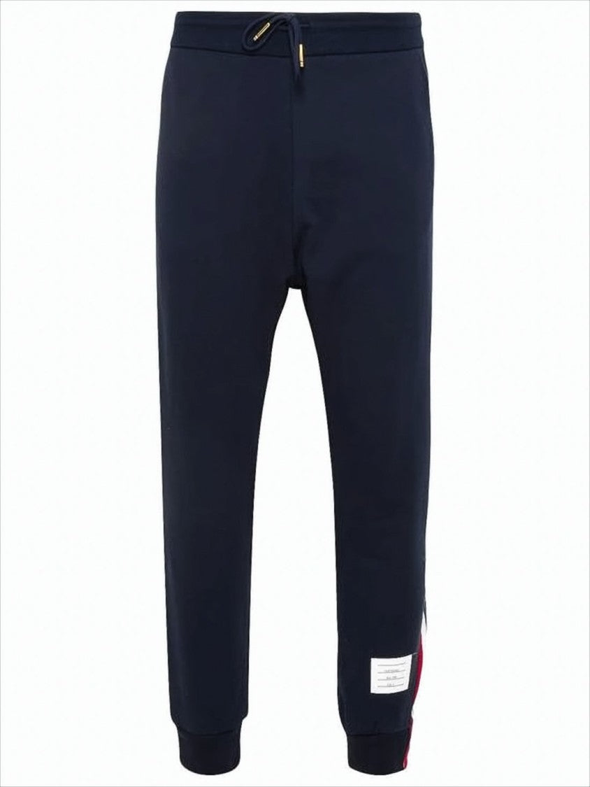 Cotton Jogger Pants with Drawstring and Contrasting Stripes