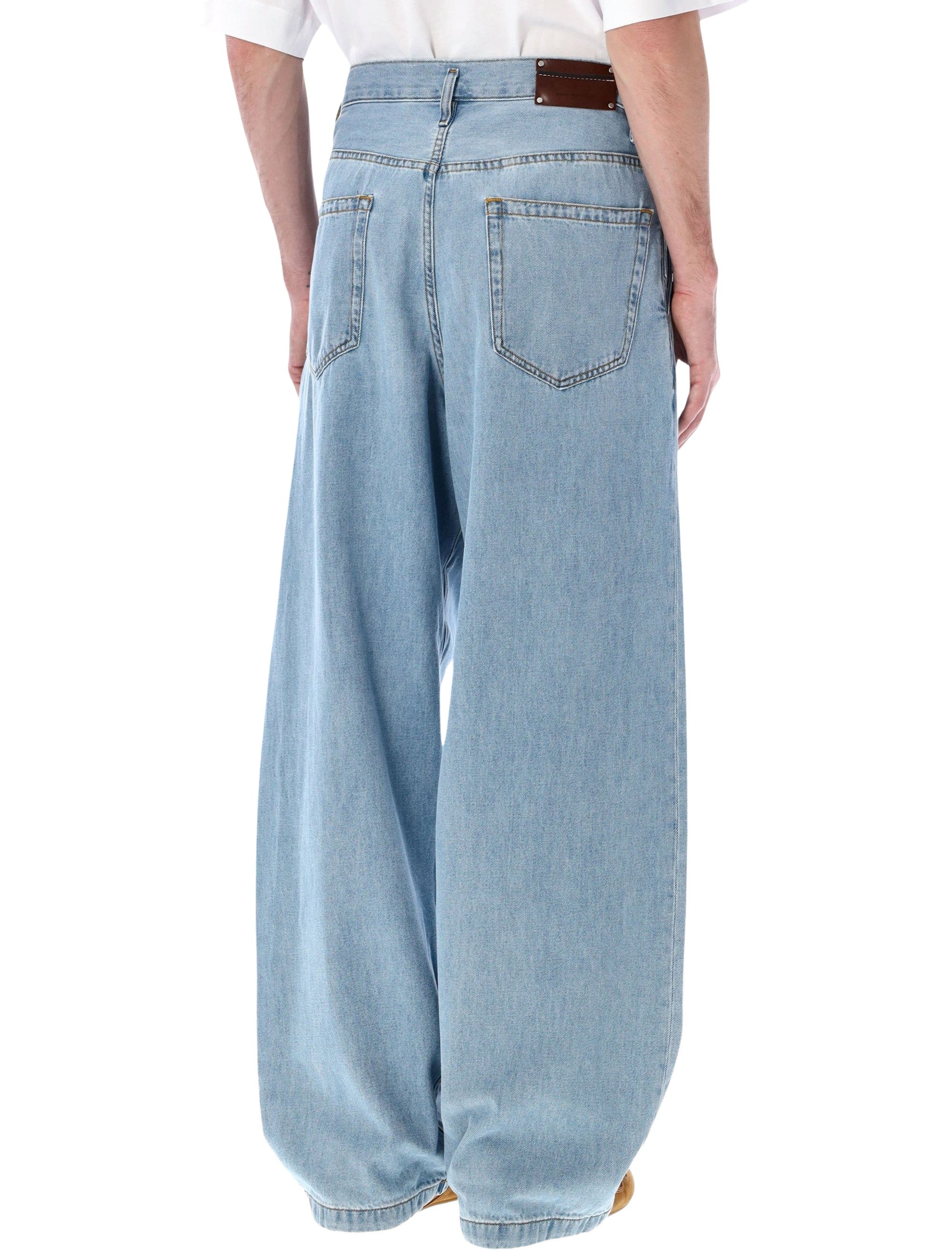 Pleated Wide-Leg Jeans with High-Rise Waist
