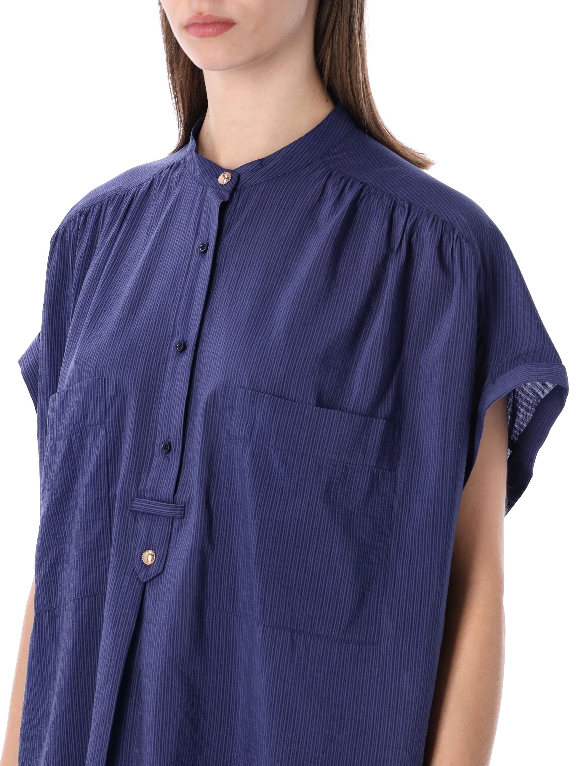 Camille Sleeveless Jacquard Stripes Blouse