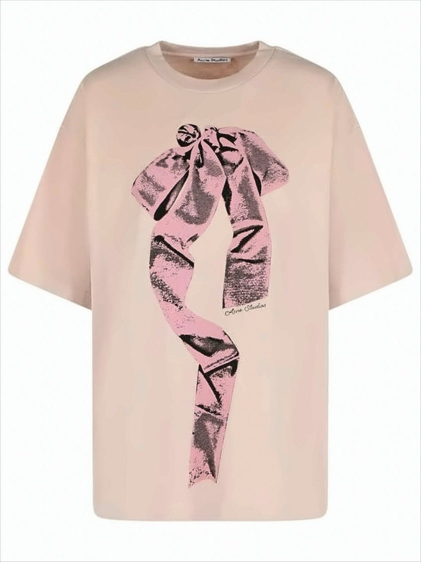Loose-Fitting Short-Sleeve T-Shirt With Bow Graphic