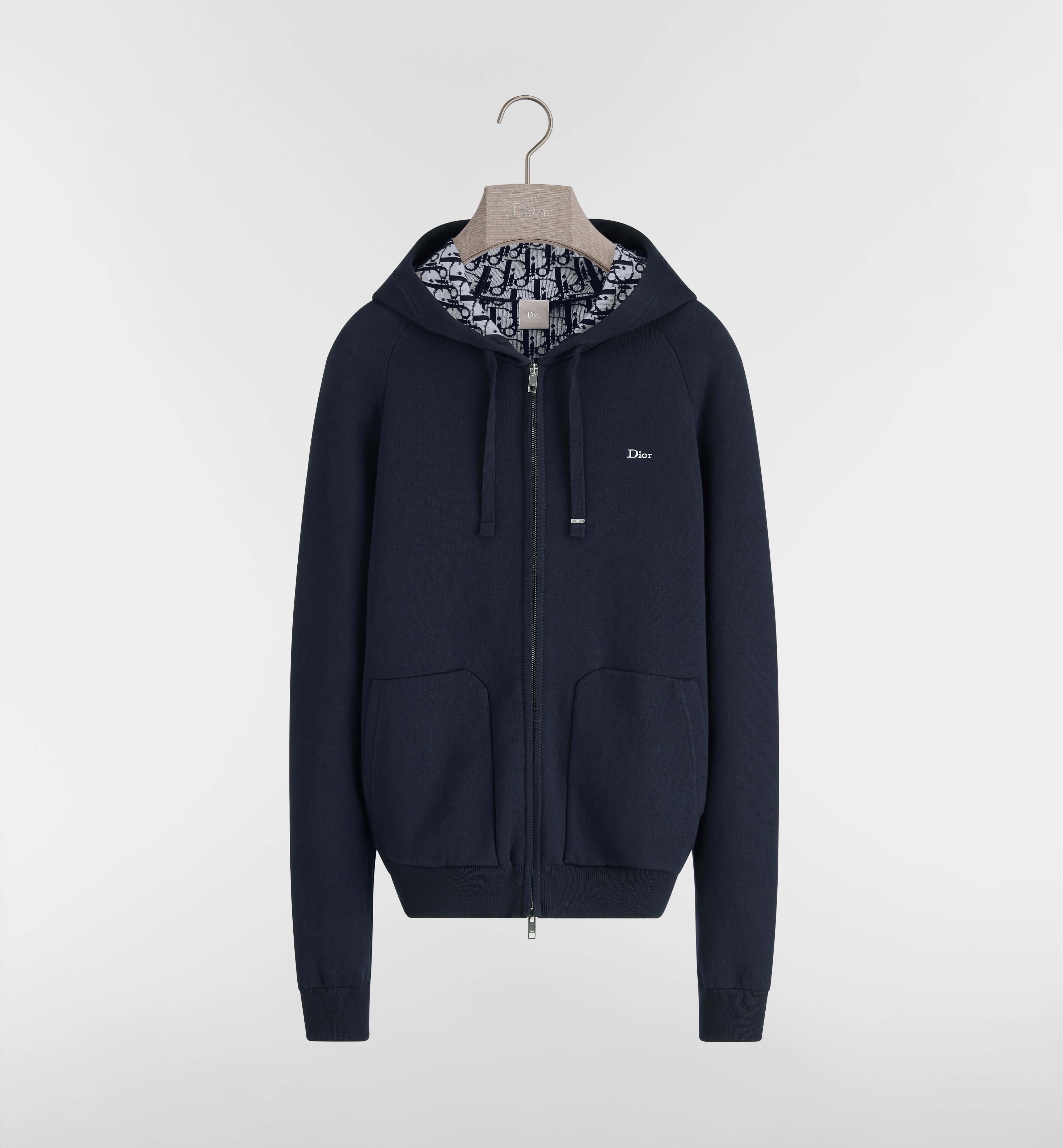 Full Zip Knit Top With Hood And Embroidered Logo
