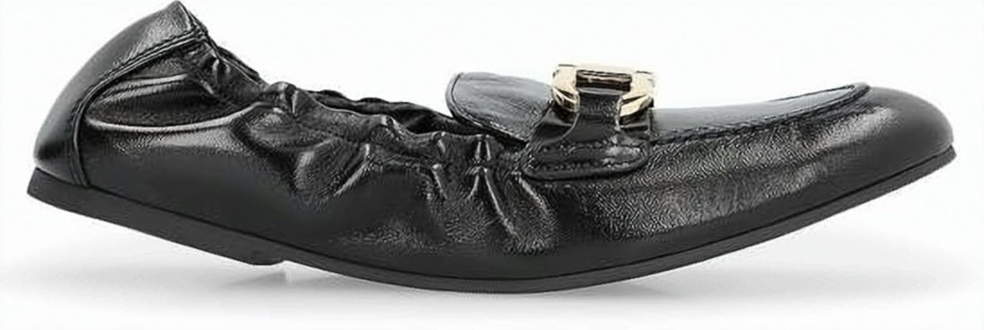 Gathered Napa Leather Flat Shoes