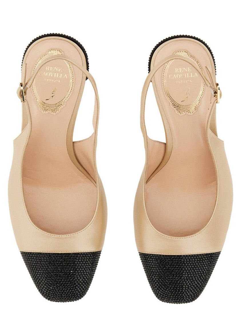 Rhinestone-Embellished Slingback Shoes