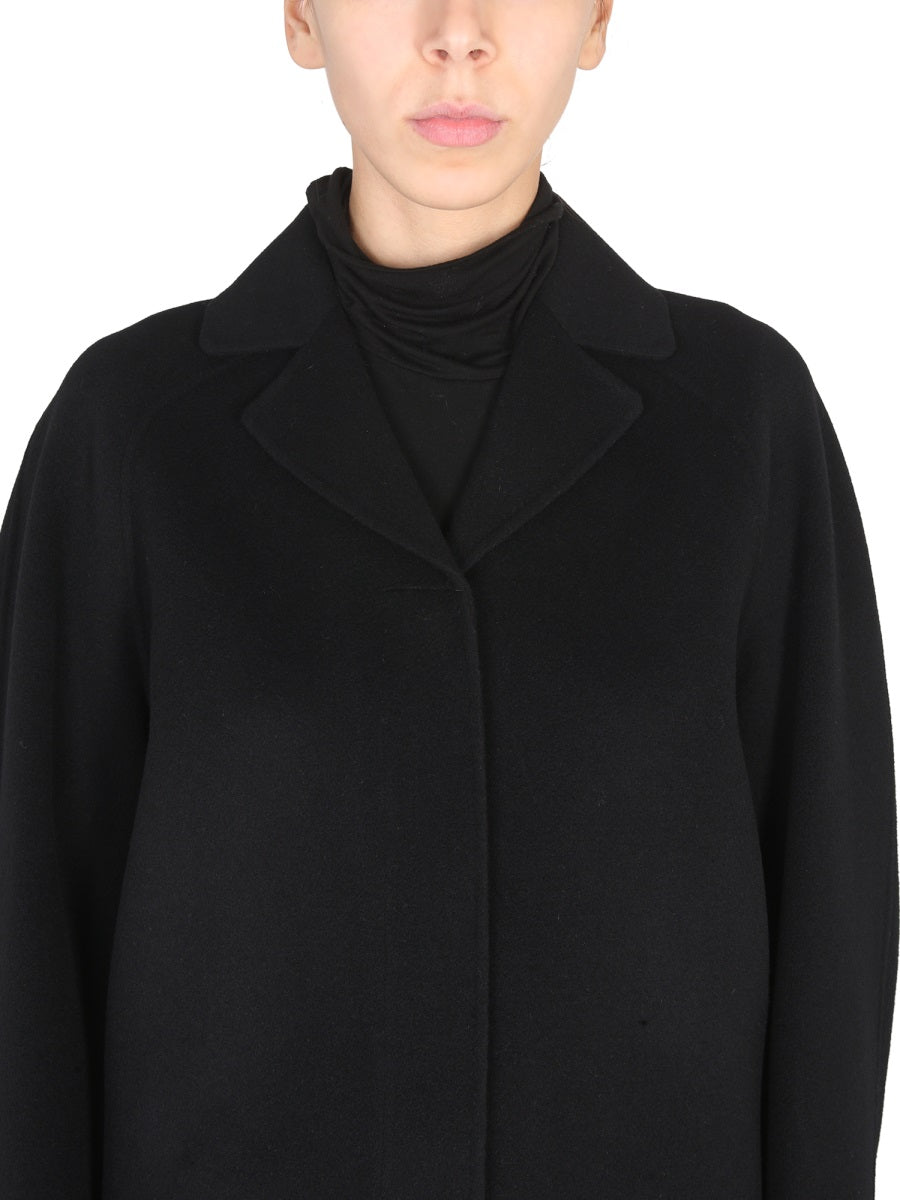Boxy Black Short Coat With Notched Lapels