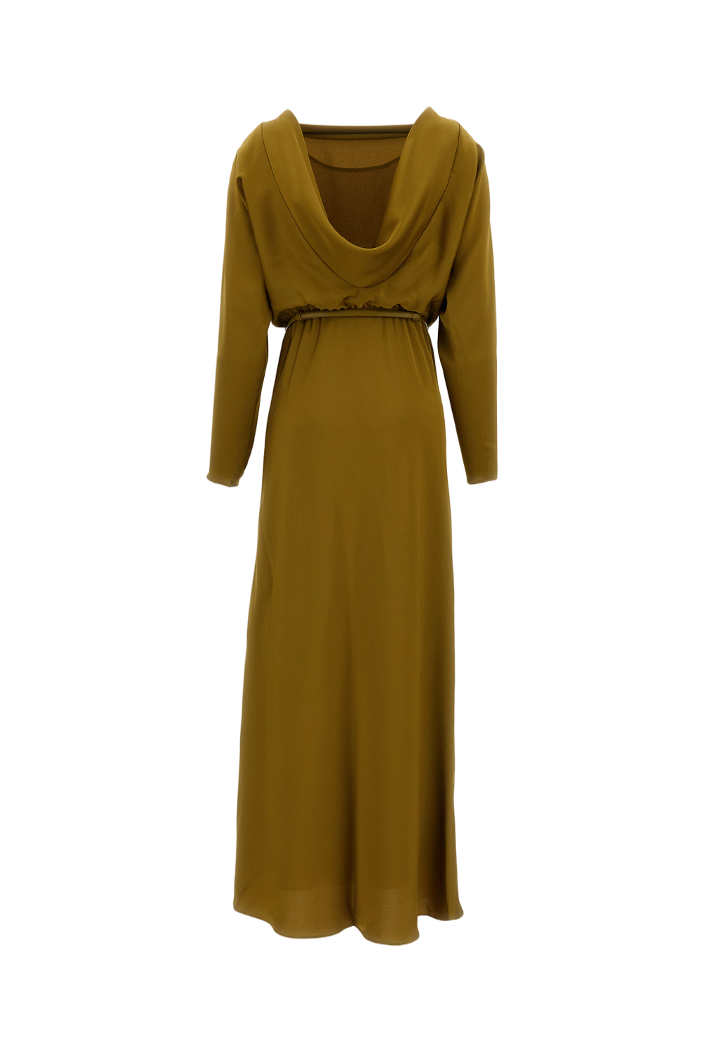Olive Green Long-Sleeved Maxi Dress