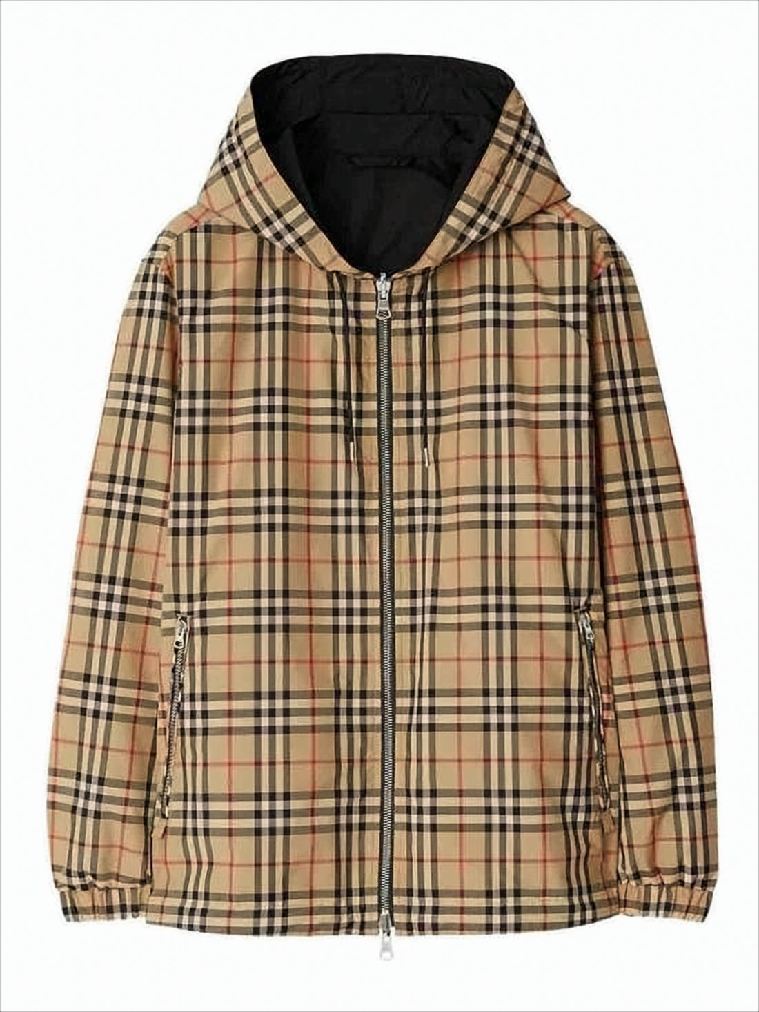 Reversible Check and Solid Hooded Jacket