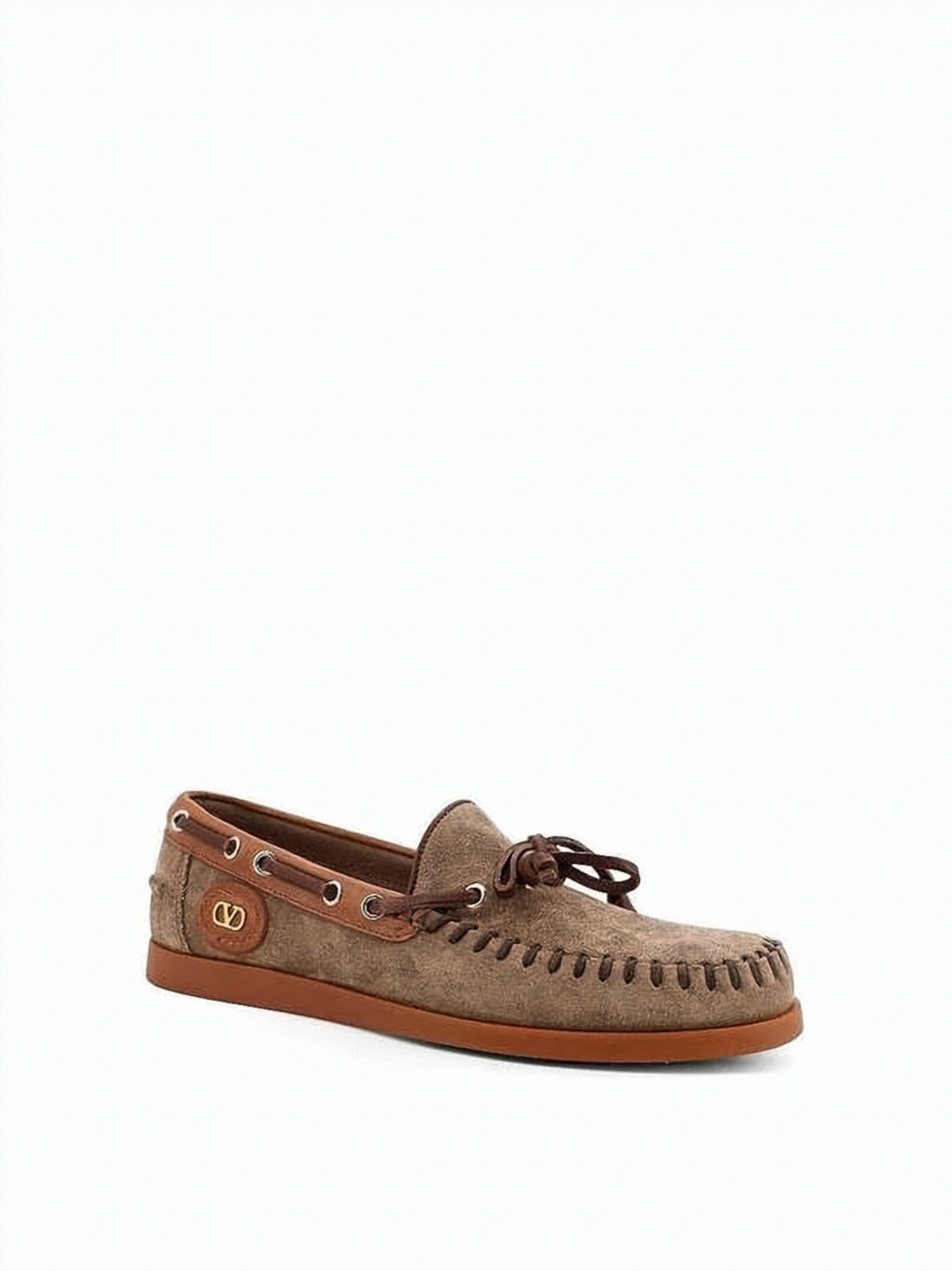 Suede Loafers With Leather Trim