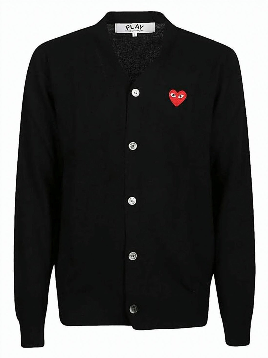 Button-Up Wool Cardigan With Embroidered Heart Detail