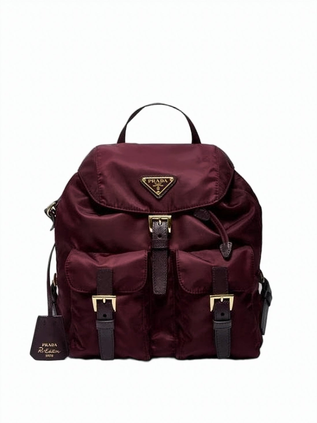 Compact Burgundy Nylon Backpack