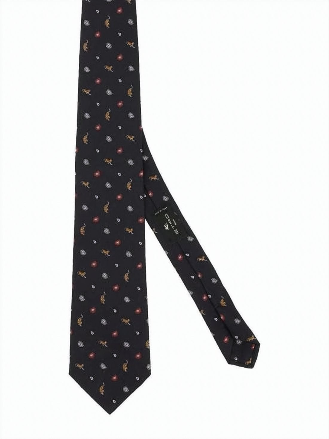 Slim Silk Necktie With Colorful Motifs
