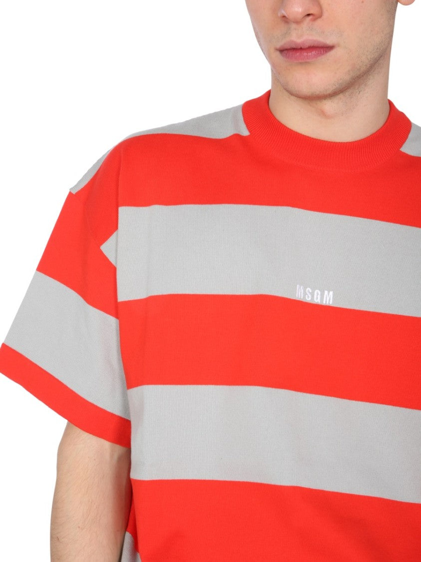 Crew Neck T-Shirt With Bicolor Stripes