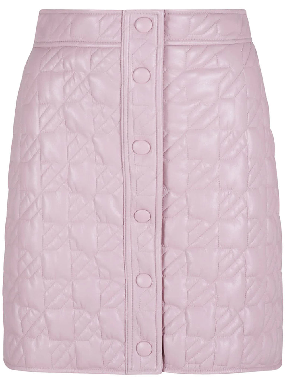 Pastel Pink Quilted Geometric Polyester Mini Skirt