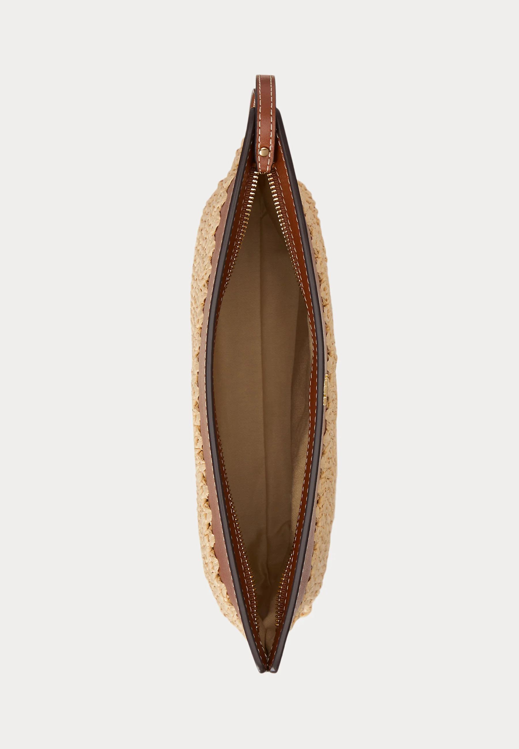 Rectangular Woven Straw Clutch with Scalloped Edge Detail