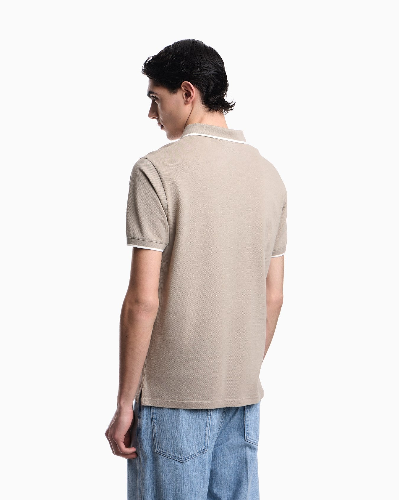V Neck Pique Polo Collar Shirt