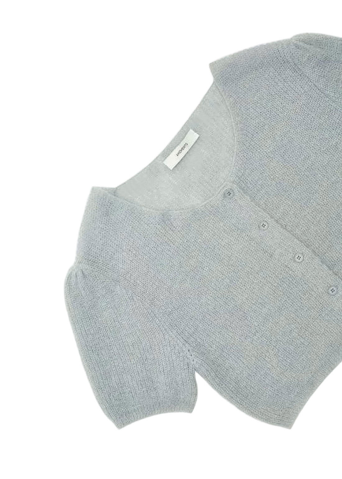 Cropped Cardigan with Short Puff Sleeves