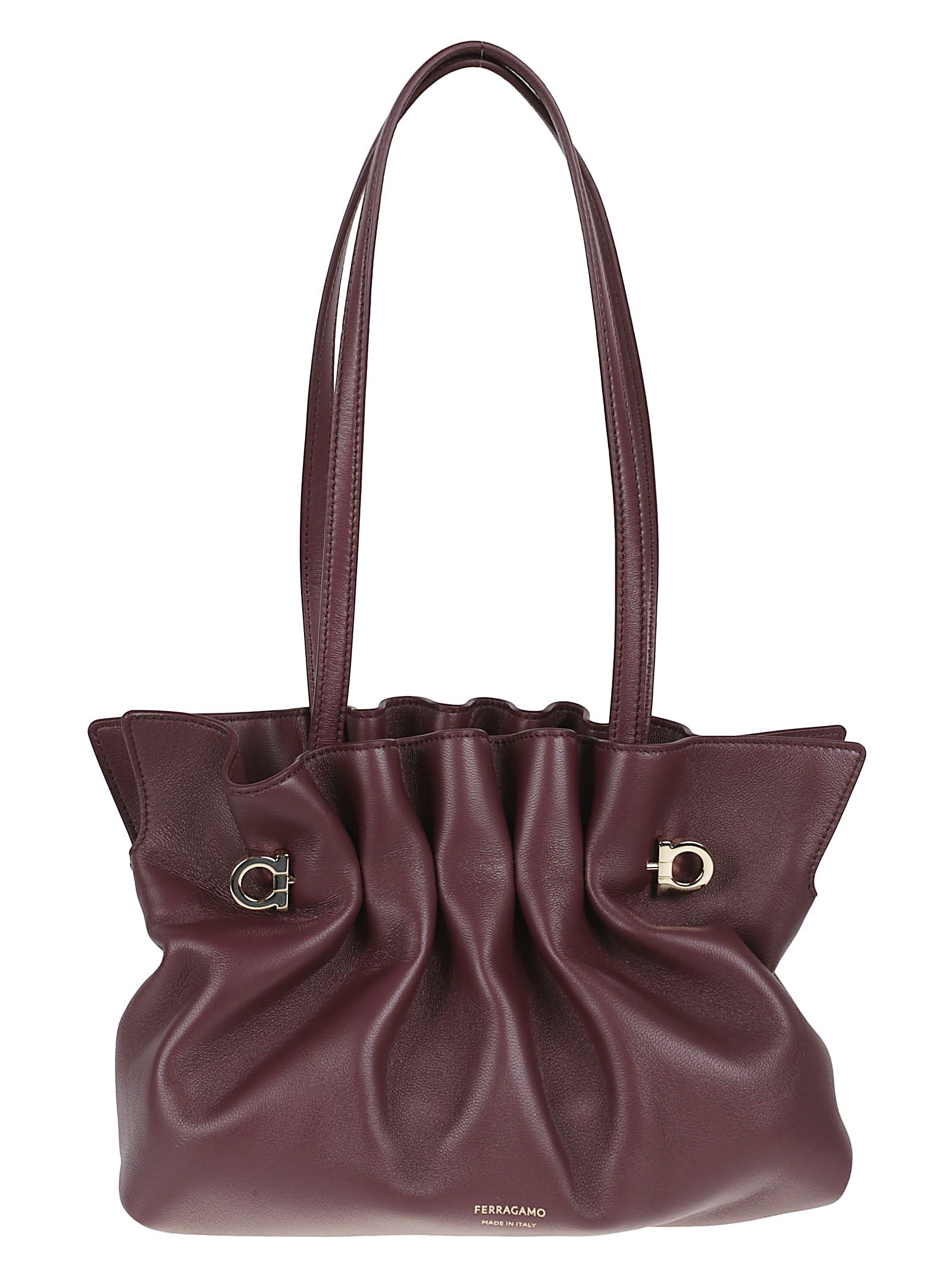 Ruched Leather Shoulder Bag with Versatile Carry Options