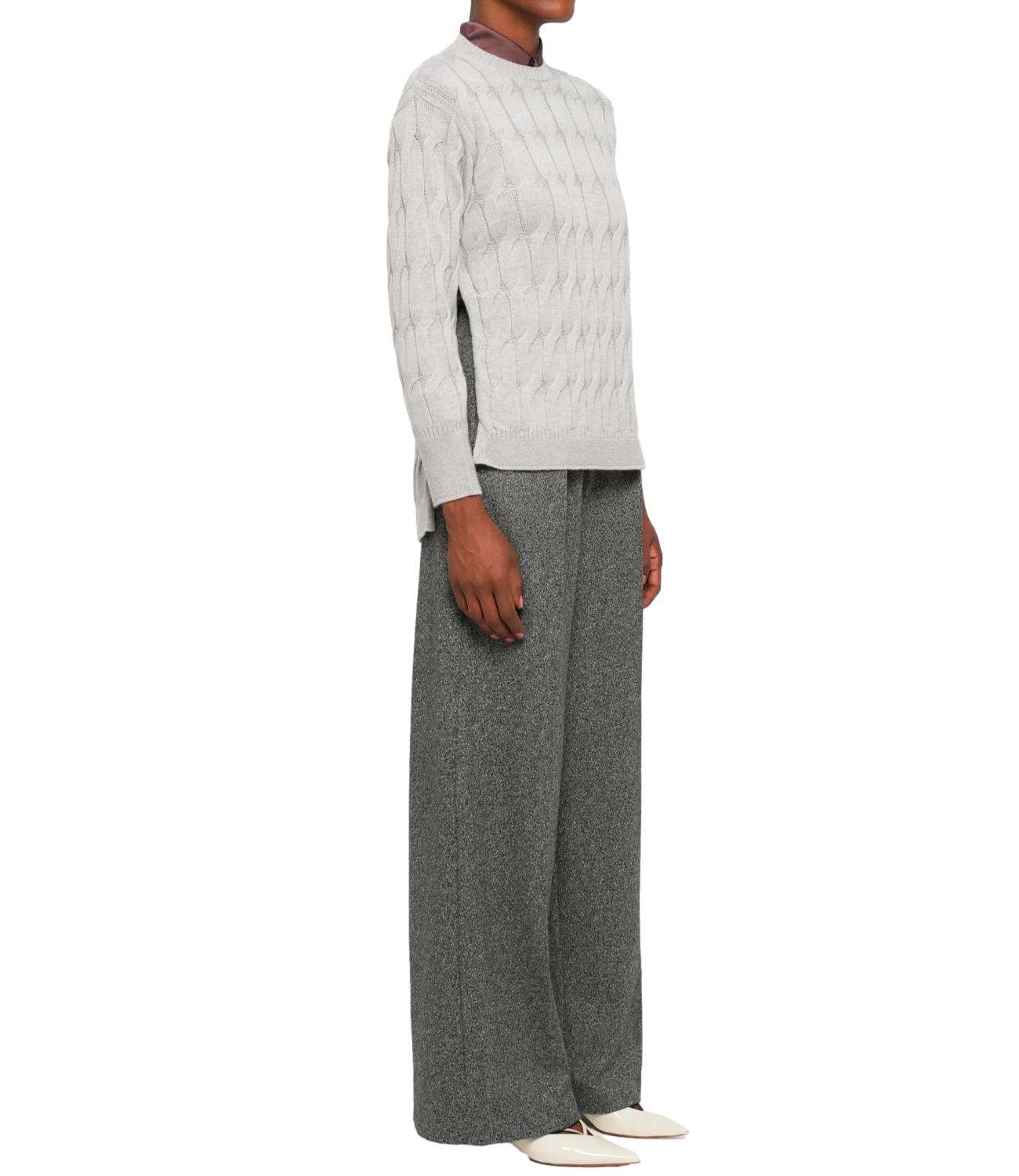 Elegant Grey Cable Knit Sweater