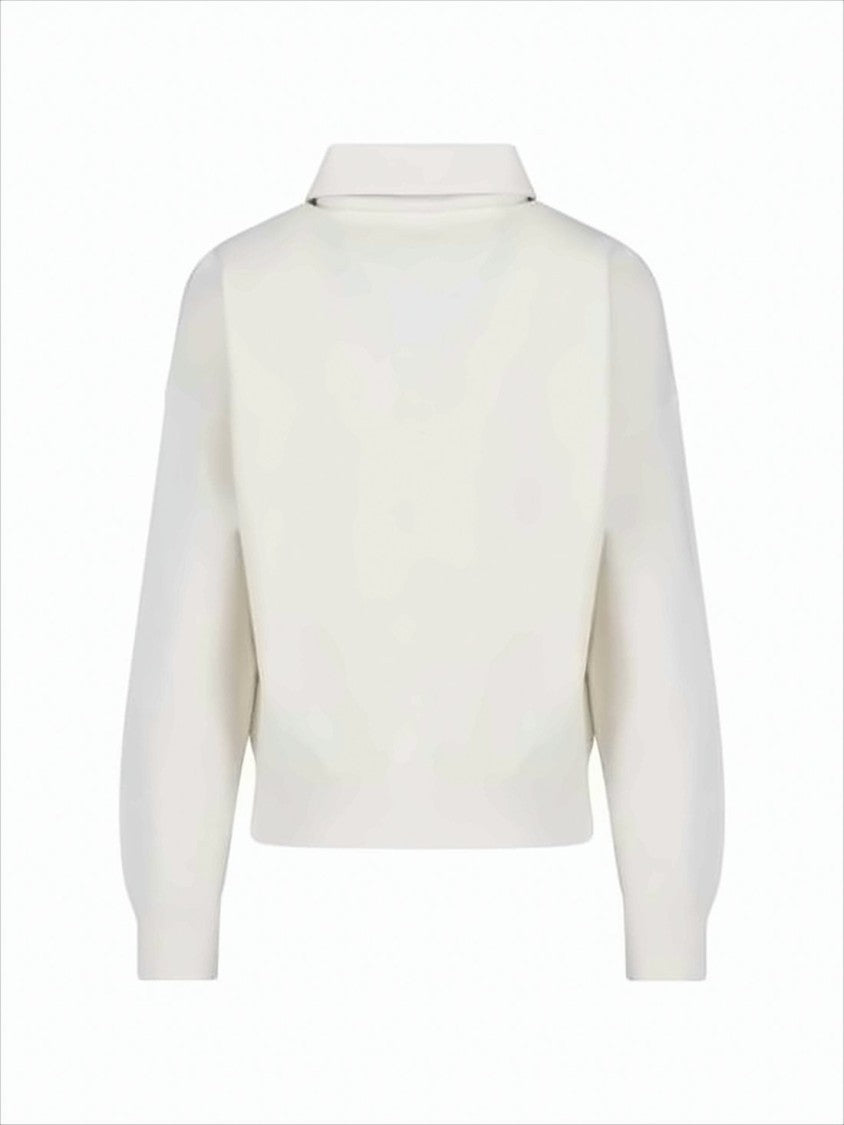 Cropped Half-Zip Pullover with Classic Collar