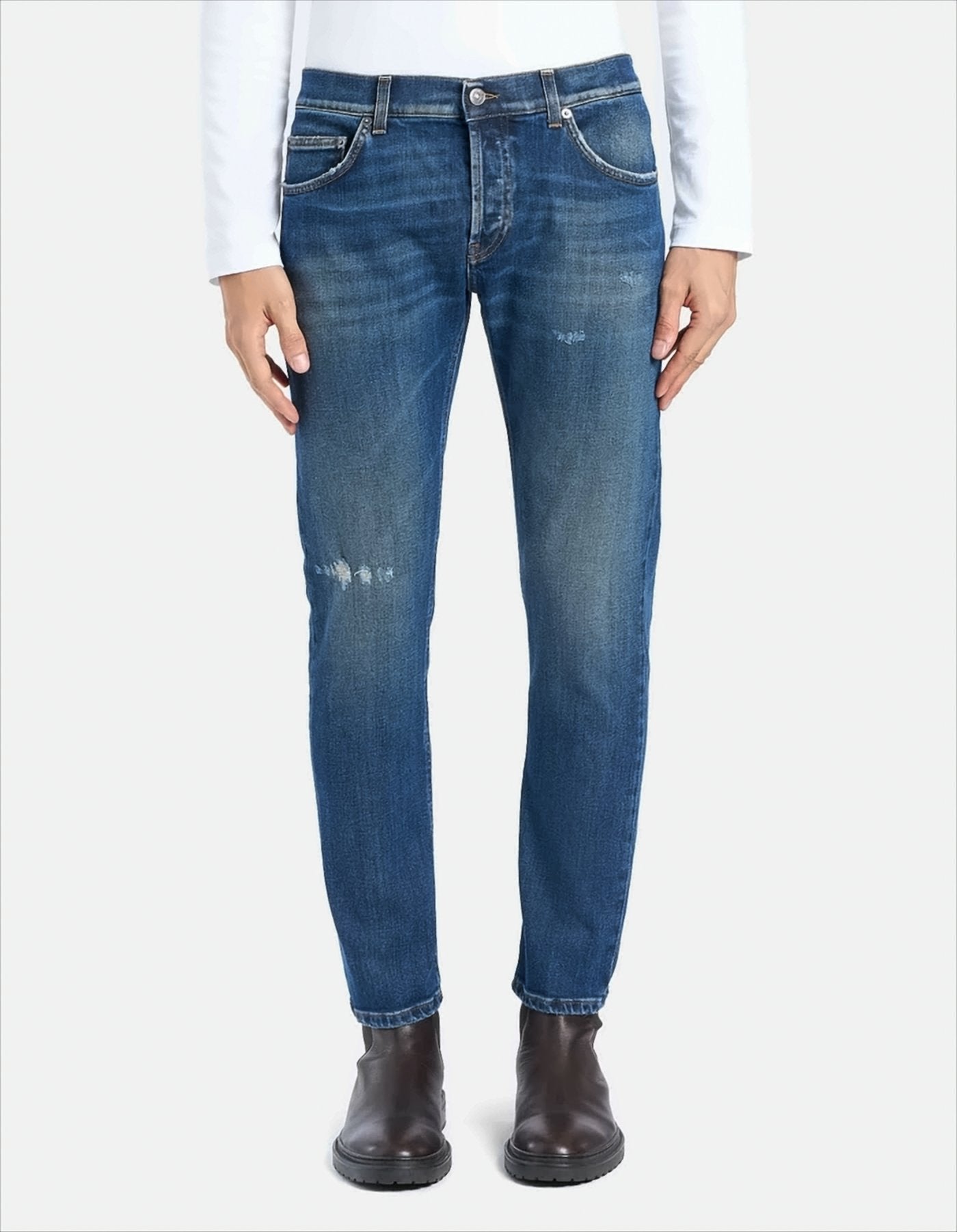 Straight-Leg Denim Jeans With Traditional Five-Pocket Design
