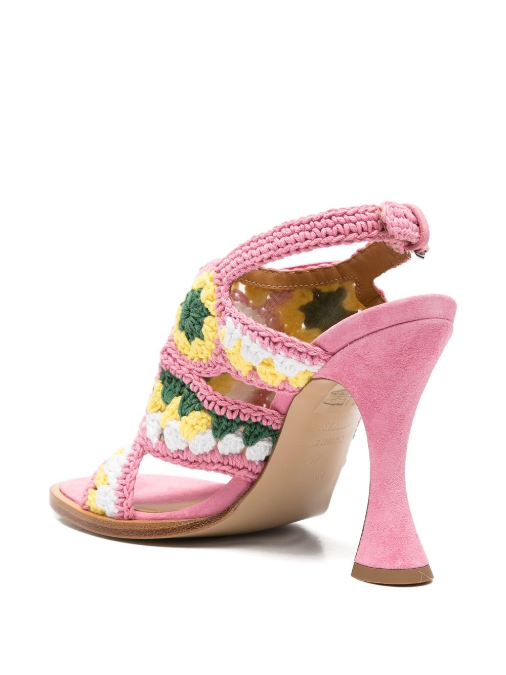 Pink Crochet Knit Slingback Sling Sandals