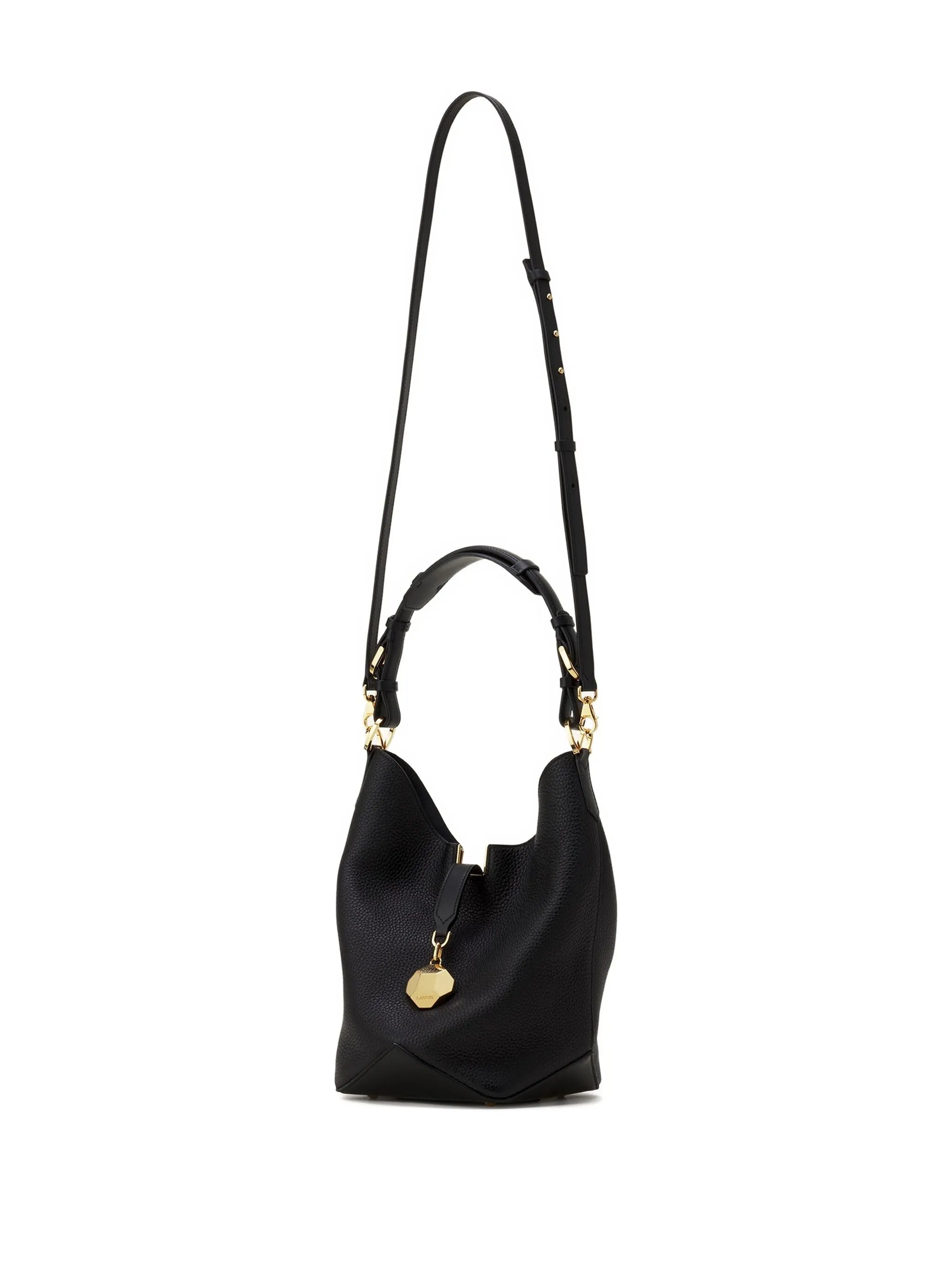 Black Bucket Bag With Handle Calf Bag