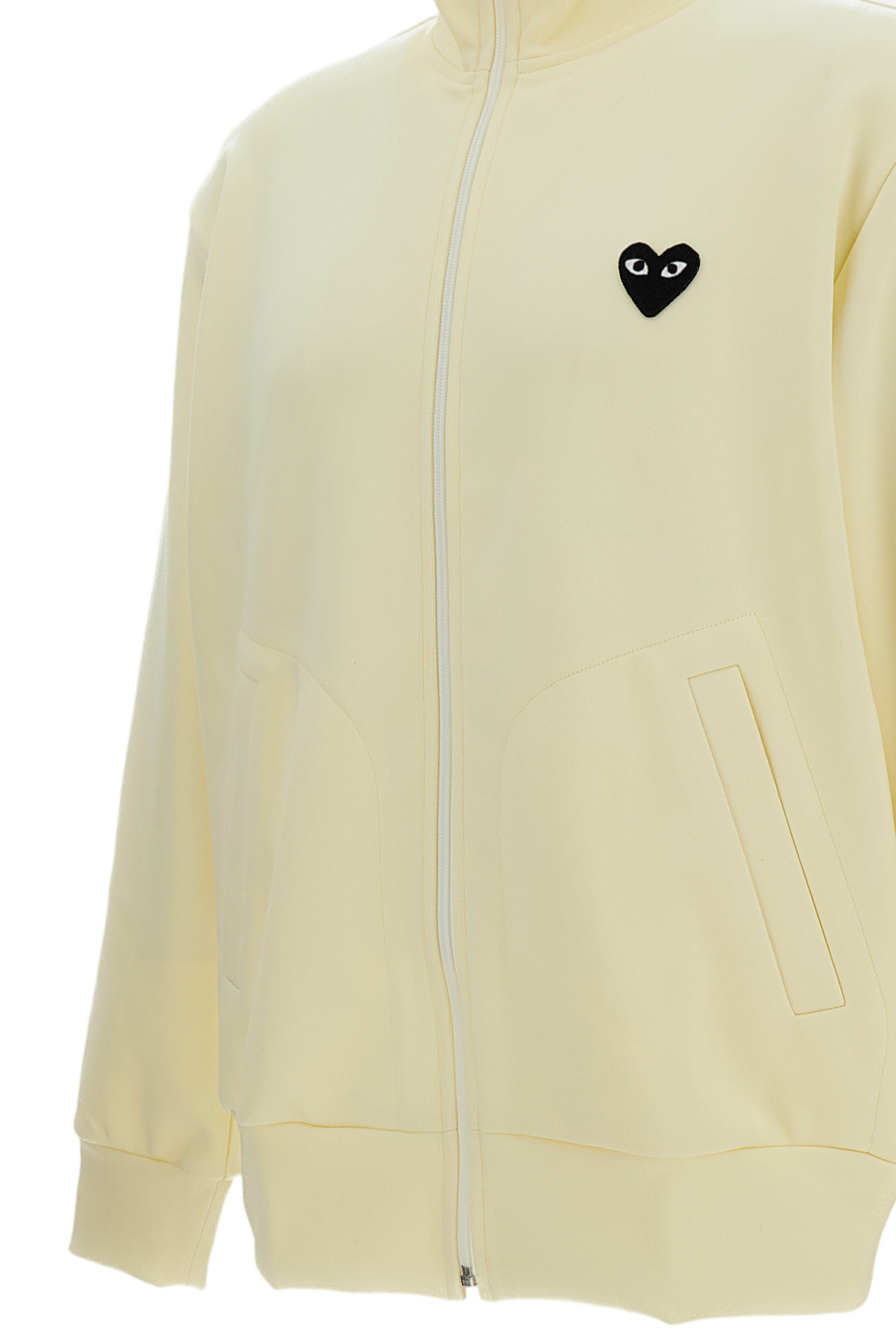 High-Neck Zipped Sweatshirt with Heart Print