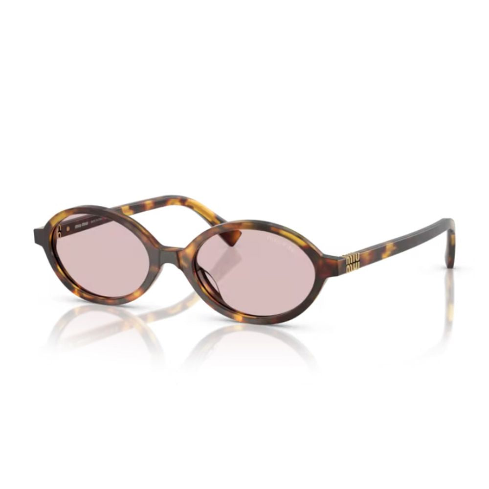 04Zs Miu Regard Honey-Havana Acetate Oval Sunglasses