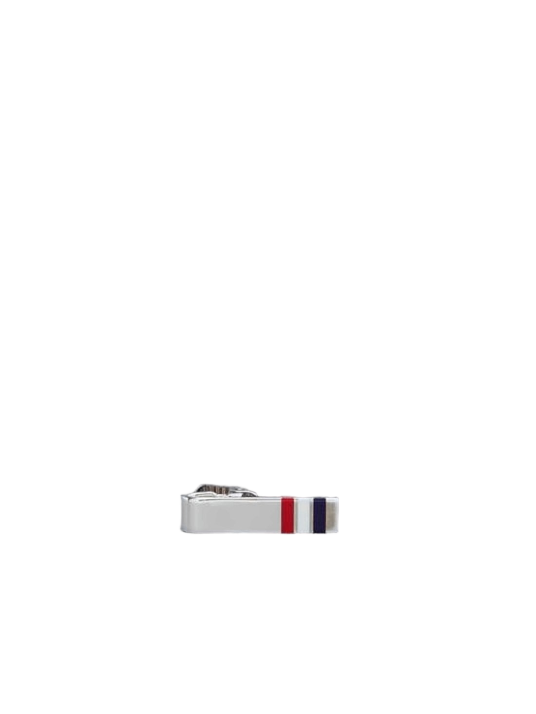 Sleek Silver Tie Clip with Enamel Accents