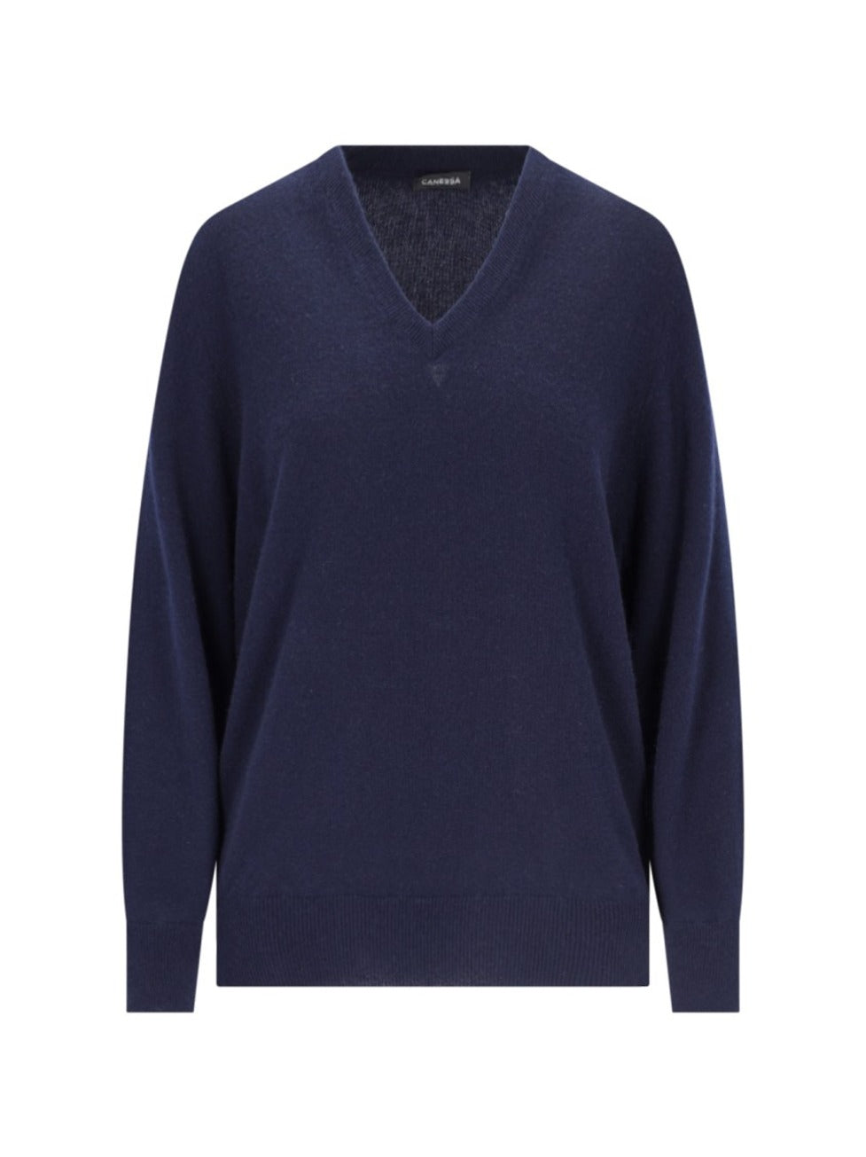 V-Neck Sweater In Blue Cashmere Navy