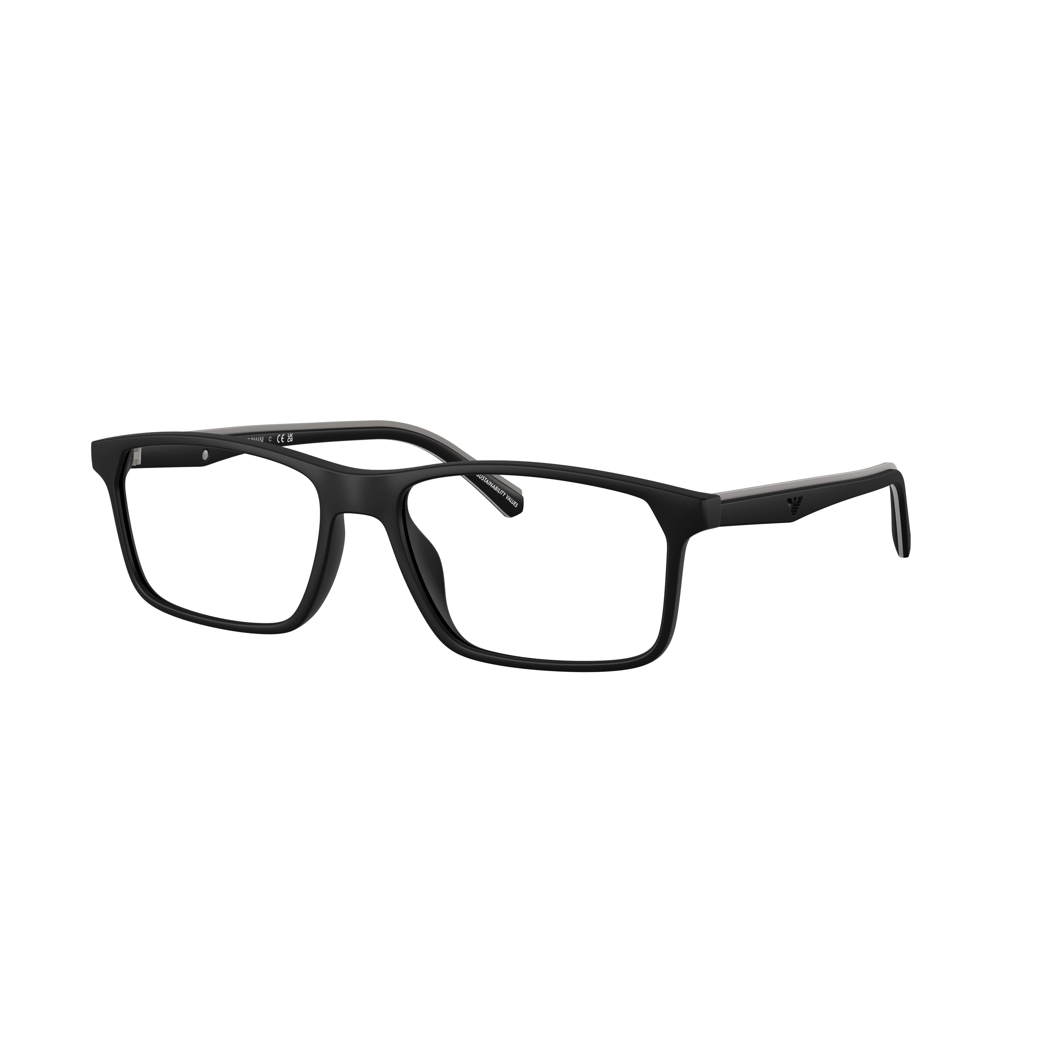 0ea3266u Matte Black Rectangular Eyeglasses with Subtle Logo