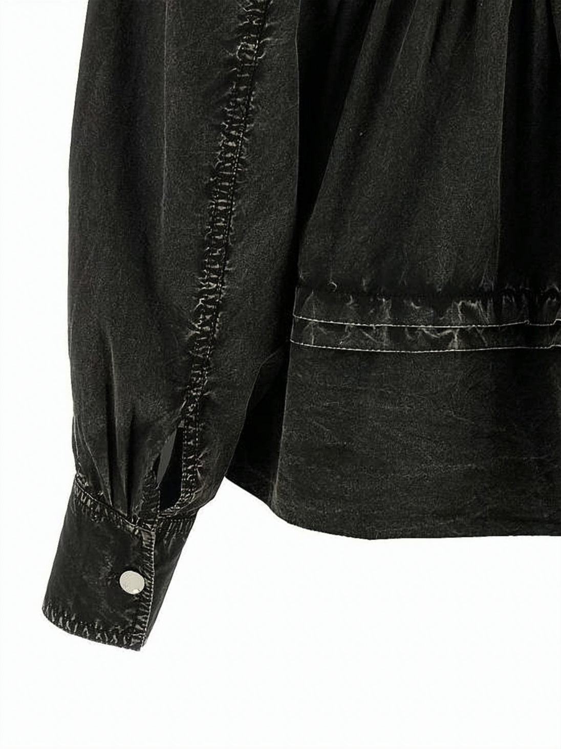 Washed Organic Cotton Blouse With Ruffled Shoulders